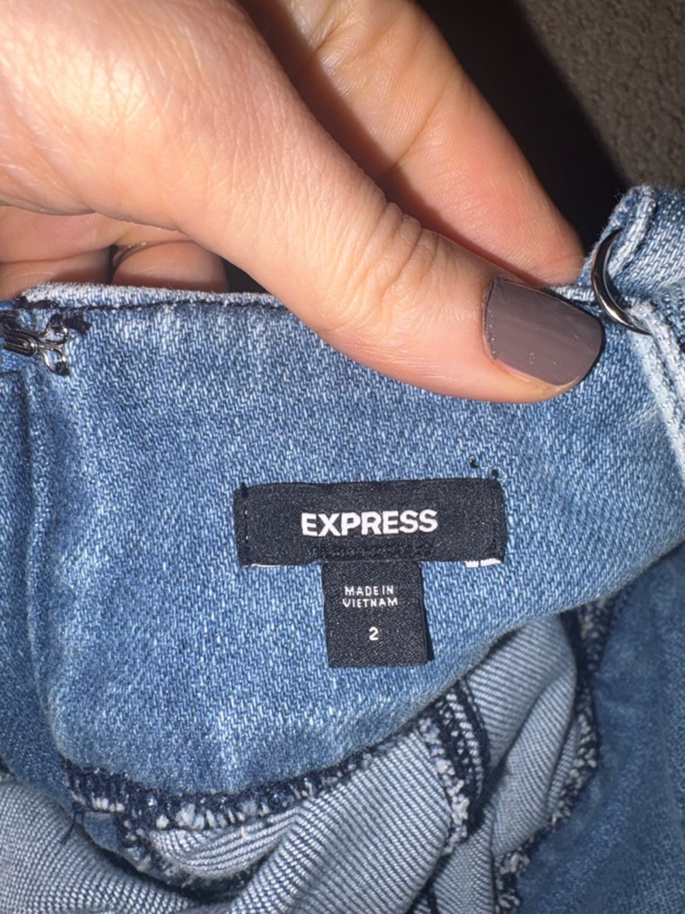 Express Light Blue Jean Dress with Spaghetti Straps - Picture 5 of 5